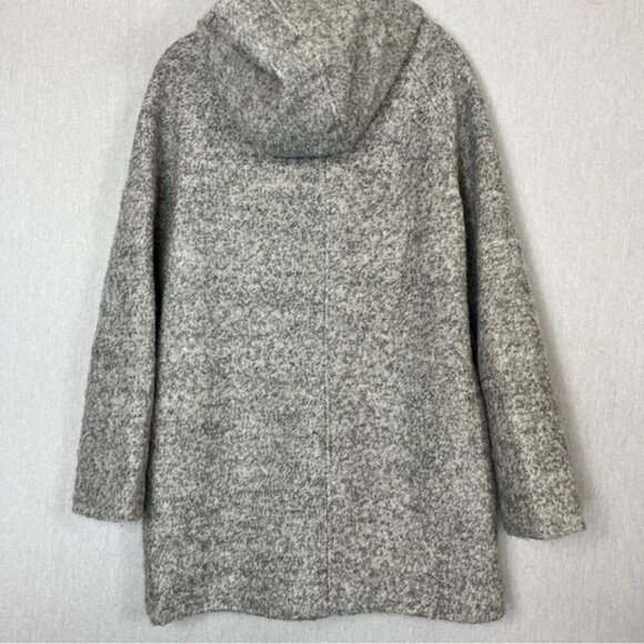 London Fog hooded sherpa wool blend long button front faux fur coat Sz S - Picture 2 of 11